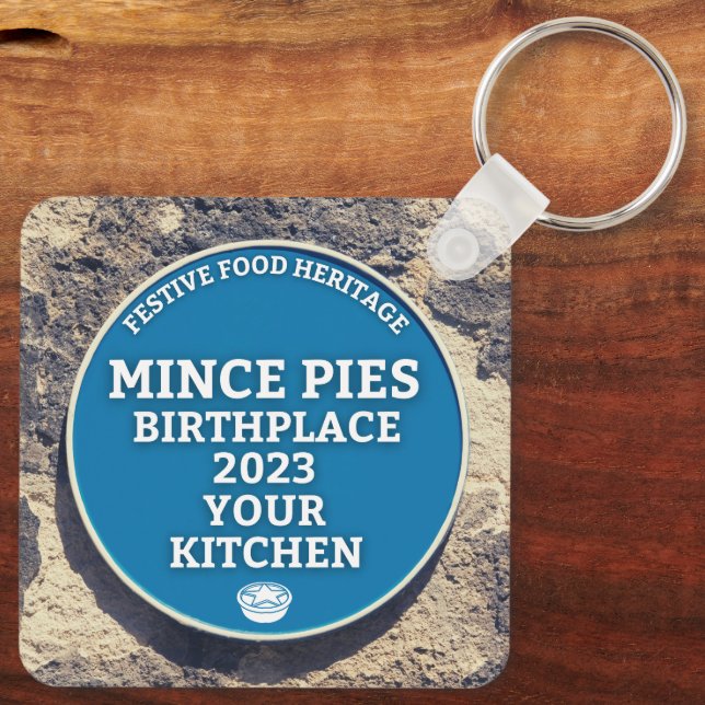 Mince Pies Birthplace - Blue Plaque Schlüsselanhänger (Rückseite)