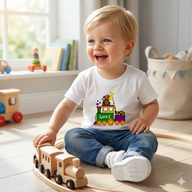 Mince Zoo Animaux et Train de Jouet Baby T-shirt (Créateur téléchargé)