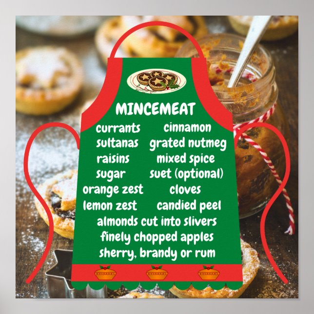 Mincemeat Ingredients Schürze Poster (Vorne)