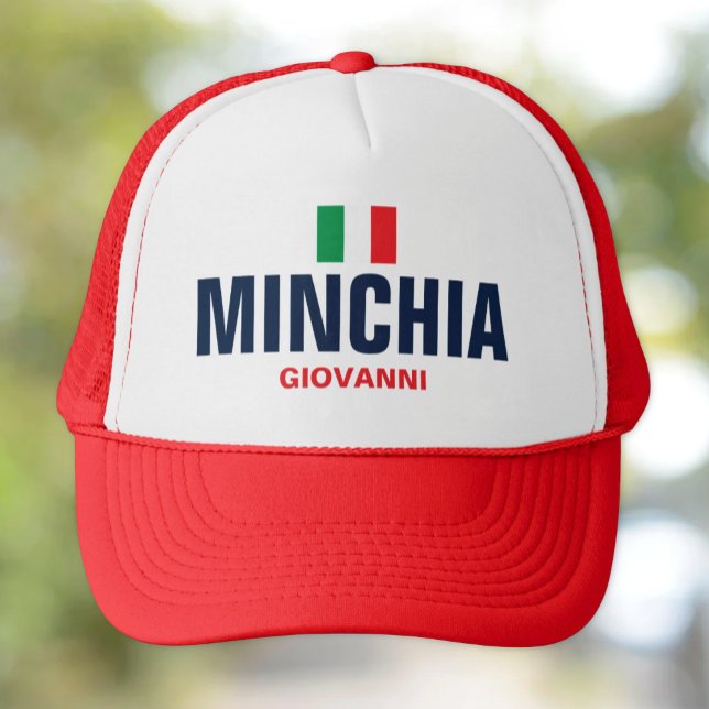 Minchia Personalisiert Trucker Hat Truckerkappe (Minchia Funny Italian Sicilian Saying with small Italian Flag Personalized Trucker Hat)