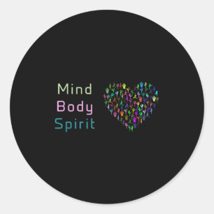 Mind Body Spirit . Yoga-T-Shirt. Motivierend Shirt Runder Aufkleber