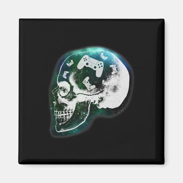 Mind Controller Skull Gaming Gamer Mens Boys Teens Magnet (Vorne)