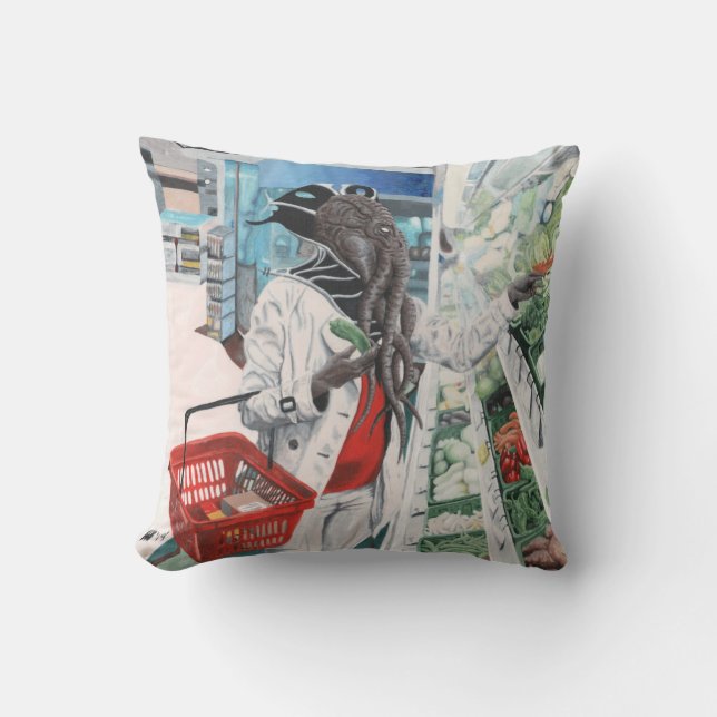 Mind Flayer Grocery Shopping Fantasy Throw Kissen (Vorderseite)