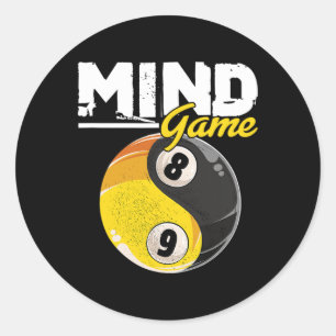 Mind Game Billiards Snooker Cue Stick Pool Billiar Runder Aufkleber