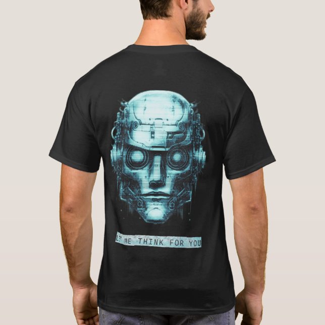 Mind Kontrolle Cyberpunk Blue Grunge Front & Back T-Shirt (Rückseite)