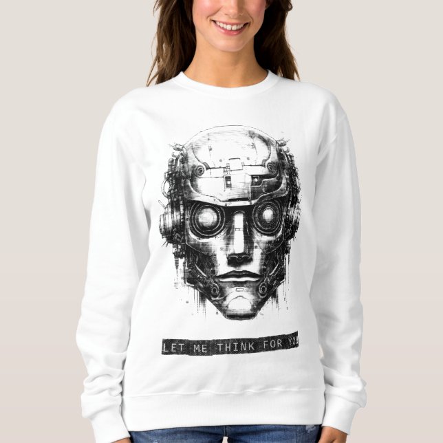 Mind Kontrolle Cyberpunk Robot Black Print Sweatshirt (Vorderseite)