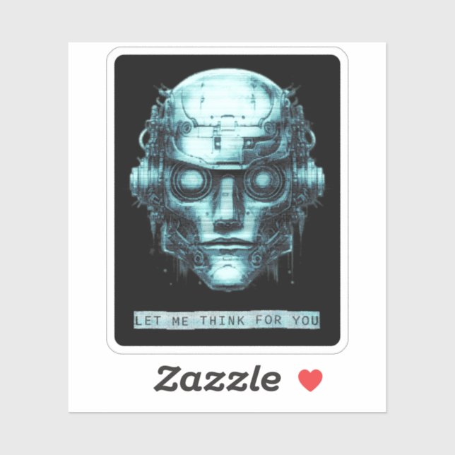 Mind Kontrolle Cyberpunk Robot Blue Grunge Aufkleber (Blatt)