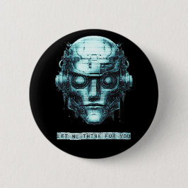 Mind Kontrolle Cyberpunk Robot Blue Grunge Button