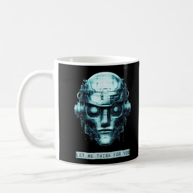 Mind Kontrolle Cyberpunk Robot Blue Grunge Kaffeetasse (Links)