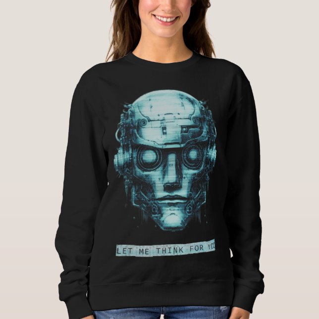 Mind Kontrolle Cyberpunk Robot Blue Grunge Sweatshirt (Vorderseite)