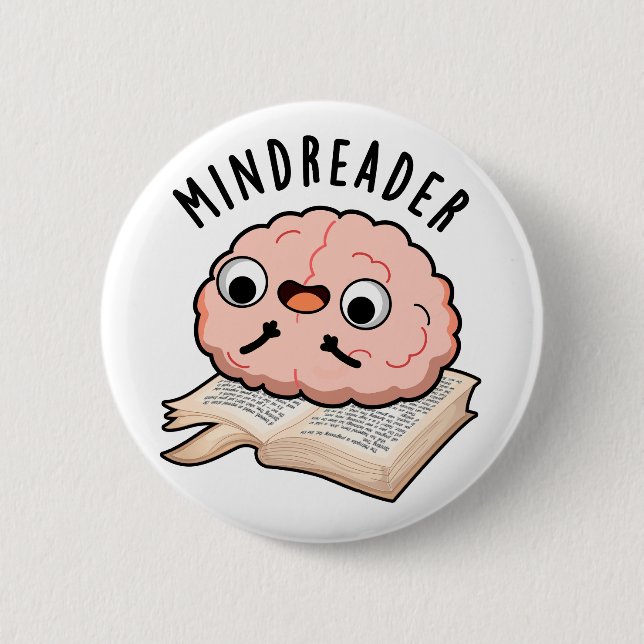 Mind Reader Funny Brain Pun Button (Vorderseite)
