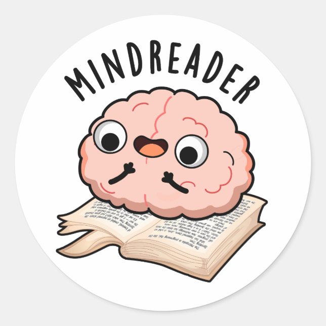 Mind Reader Funny Brain Pun Runder Aufkleber (Vorderseite)