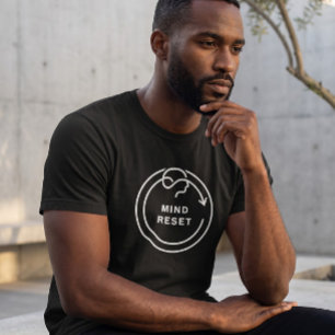 Mind Reset schwarzes T-Shirt Minimalistische gei