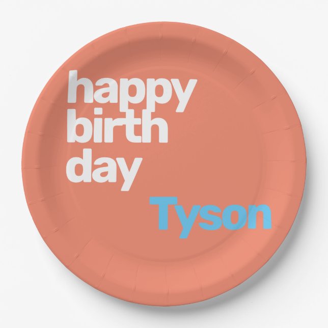 Mindest-Geburtstag-Pfirsich-Party Pappteller (Vorderseite)