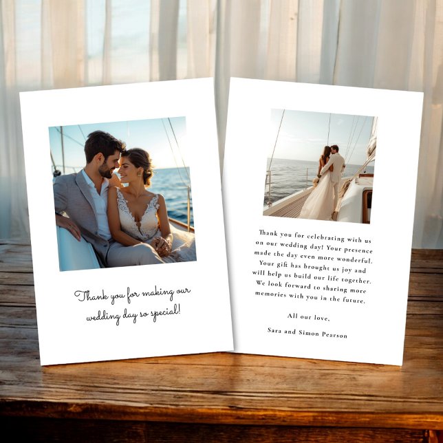 mindestens zwei Foto Hochzeit Dankeskarte (wedding thank you card with two photo , minimalistic design , say thank you while sharing photos)