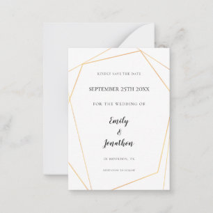 MINDESTGRÖSSE Geometrische Hochzeit Gold Das Dat Mitteilungskarte