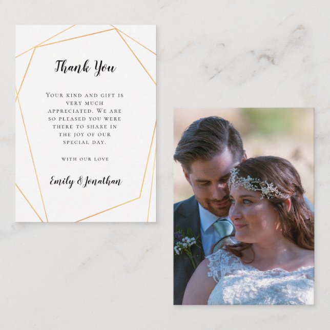 MINDESTGRÖSSE | Gold Geometric Wedding Vielen Dank Mitteilungskarte (Vorne/Hinten)