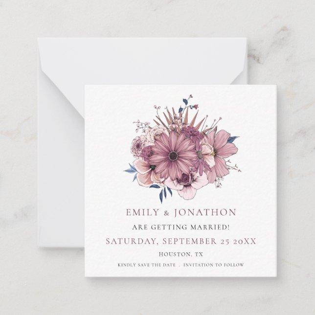 MINDESTGRÖSSE | Lila Florals Hochzeit speichern da Mitteilungskarte (Vorderseite)
