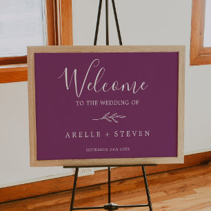 Mindestleaf   Berry Lila Wedding Welcome Poster