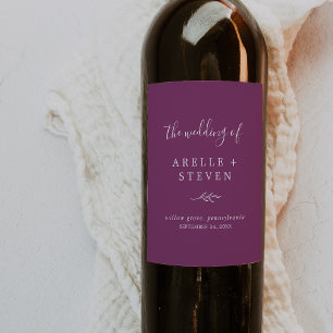 Mindestleaf   Berry Lila Wedding Wine Label Weinetikett