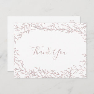 Mindestleaf Blush Pink Danke Postcard Postkarte