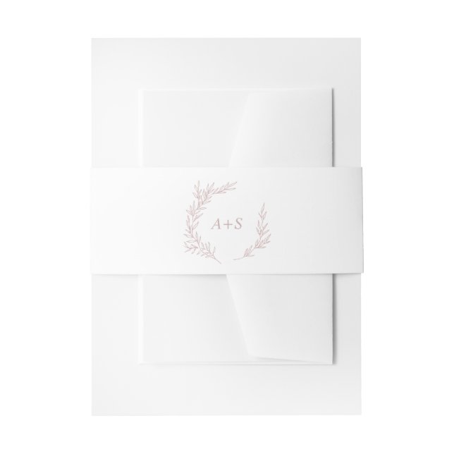 Mindestleaf | Blush Pink Monogram Wedding Einladungsbanderole (Vorderseite Beispiel)