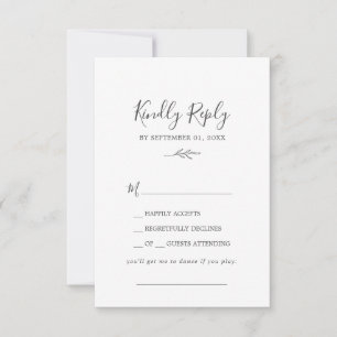 Mindestleaf   Dark Gray Song Request RSVP Card Karte