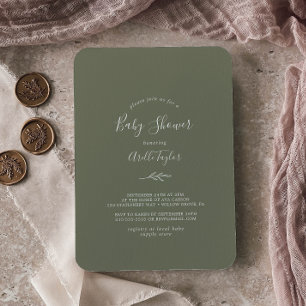 Mindestleaf   Dark Green Baby Dusche Einladung