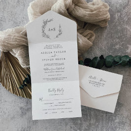Mindestleaf | Dunkelgraue Hochzeit All In One Einladung