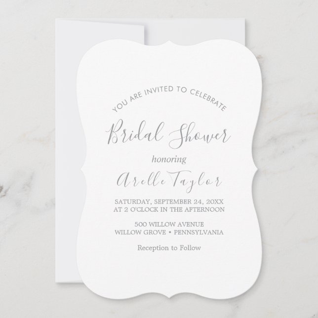 Mindestleaf | Dusty Blue Bridal Dusche Einladung (Vorderseite)