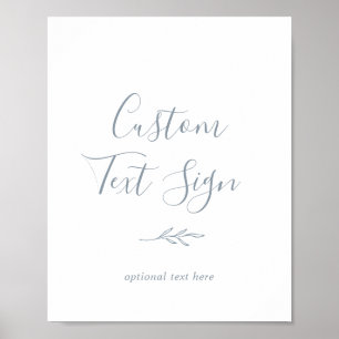 Mindestleaf Dusty Blue Custom Text Sign Poster