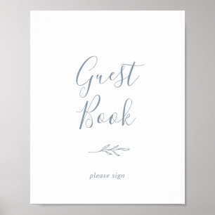 Mindestleaf Dusty Blue Guest Book Sign Poster