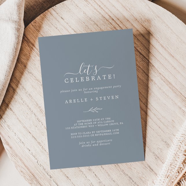 Mindestleaf | Dusty Blue Let's Celebrate Einladung (Von Creator hochgeladen)