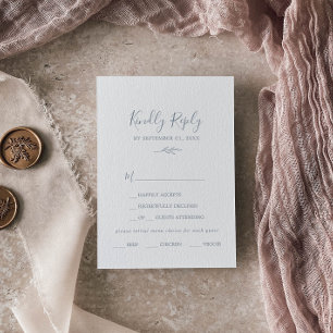 Mindestleaf   Dusty Blue Menu Choice RSVP Card Karte