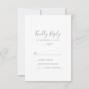 Mindestleaf Dusty Blue Simple RSVP Card
