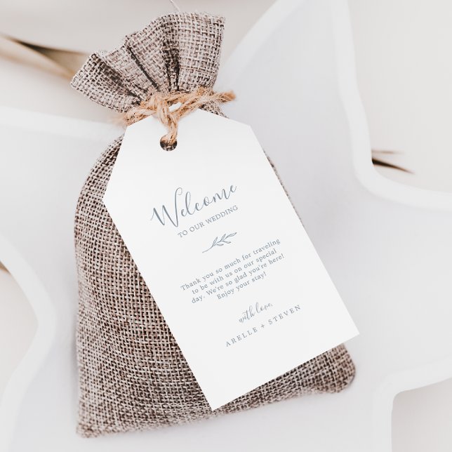 Mindestleaf | Dusty Blue Wedding Welcome Geschenkanhänger (Von Creator hochgeladen)