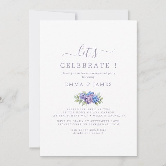 Mindestleaf | Dusty Lila "Let's Celebrate" Einladung (Vorderseite)