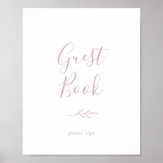 Mindestleaf | Dusty Rose Guest Book Sign Poster (Vorne)