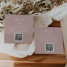 Mindestleaf | Dusty Rose QR Code Hochzeitdetails Begleitkarte