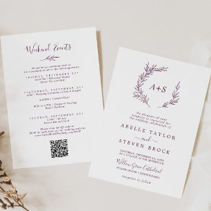 Mindestleaf Eggplant Weekend Events Hochzeit Einladung