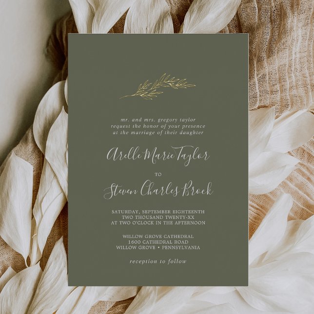 Mindestleaf | Foil Dark Green Traditional Wedding Folieneinladung (Von Creator hochgeladen)