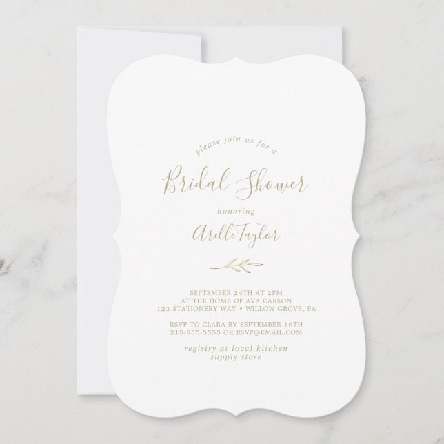 Mindestleaf | Gold-Brautparty Einladung (Vorderseite)