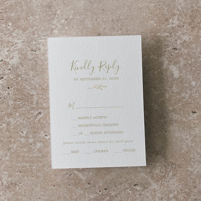 Mindestleaf | Gold Menu Choice RSVP Card Karte (Von Creator hochgeladen)