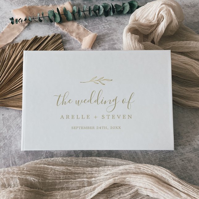 Mindestleaf | Gold Monogram Back Wedding Gästebuch (Von Creator hochgeladen)