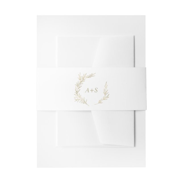 Mindestleaf | Gold Monogram Wedding Einladungsbanderole (Vorderseite Beispiel)