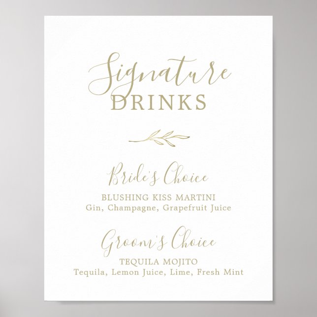 Mindestleaf | Gold Signature Drinks Signature Sign Poster (Vorne)