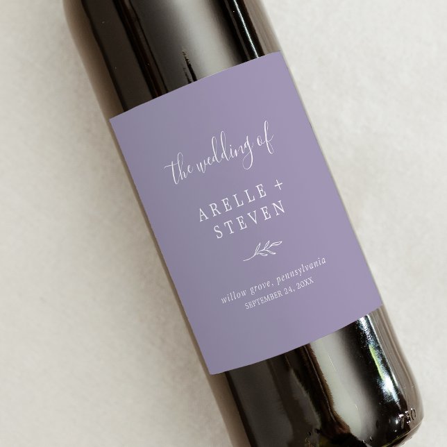 Mindestleaf | Lavendel Wedding Wine Label Weinetikett (Von Creator hochgeladen)