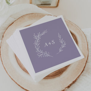 Mindestleaf   Lavender Monogram Wedding Napkins Serviette