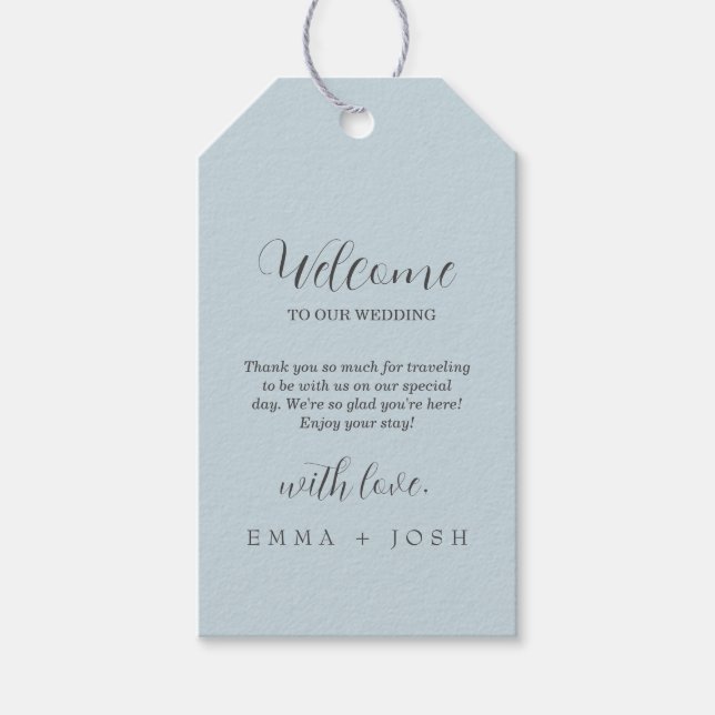 Mindestleaf | Light Blue Formal Monogram Wedding Geschenkanhänger (Vorderseite)