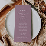 Mindestleaf | Mauve Wedding Dinner Menu Menükarte<br><div class="desc">Diese minimale Blatt-Lilve-Dinner-Karte ist perfekt für eine Hochzeit. Die Silhouette ist schlicht und besteht aus einem grünen Blatt in einem romantischen,  lila rosa Farbton mit minimalistischem böhmischen Gartenstil. Diese Speisekarte kann für Hochzeitsfeiern,  Proben oder jede Veranstaltung verwendet werden.</div>